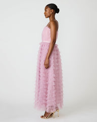 TIERED TULLE GOWN DAWN PINK