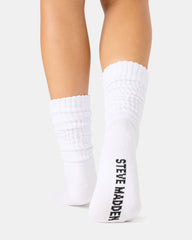2 PACK RIBBED SLOUCH SOCKS WHITE