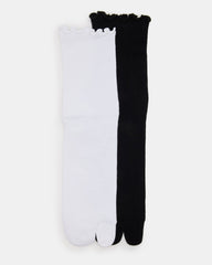RIBBED SPLIT TOE SOCKS WHITE/BLACK