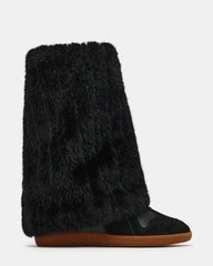 MAVIS FAUX FUR BLACK SUEDE