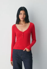 HomeStretch™ Rib Acoustic Henley - FLASHING RED
