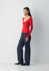 HomeStretch™ Rib Acoustic Henley - FLASHING RED