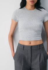 HomeStretch™ Rib Tune Waist T-Shirt - HEATHER CHROME