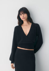 SoftSpoke™ Dear Wrap Sweater - BLACK