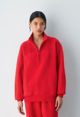Cozy Sweatfleece Boyfriend 1/2 Zip - FLASHING RED