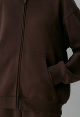 Cozy Sweatfleece Perfect Zip Hoodie - RICH MOCHA BROWN