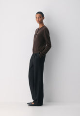 Bare Cashmere Noteworthy Cardigan - RICH MOCHA BROWN