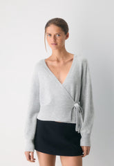 SoftSpoke™ Cassidy Wrap Sweater - HEATHER CHROME