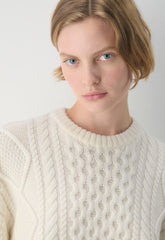 Heritage Knit Merino Wool Crew Sweater - WHISPER WHITE