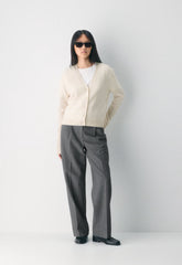 Bare Cashmere Laureate Cardigan - HEATHER LIGHT OATMEAL