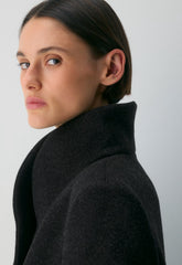 The Cocoon Coat - Luxe Wool Cashmere - HEATHER BLACK