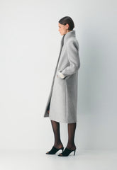 The Cocoon Long Coat - Luxe Wool Cashmere - HEATHER LIGHT GREY
