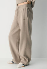 Cozy Sweatfleece Boyfriend Wide Sweatpant - HEATHER NOMAD TAUPE