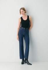 Denim Forum The Arlo Hi-Rise Straight Jean - BLEU IN THE DARK