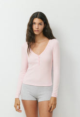 HomeStretch™ Rib Acoustic Henley - MAGNOLIA
