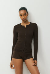 HomeStretch™ Rib Syncopation Longsleeve - CACAO NIB BROWN