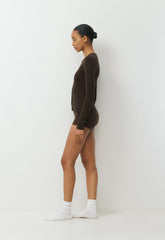 HomeStretch™ Rib Syncopation Longsleeve - CACAO NIB BROWN