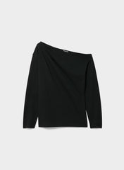Interlock Cotton Script Longsleeve Top - BLACK