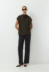 Nominee Satin Blouse - CACAO NIB BROWN