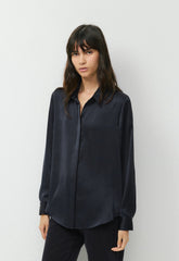 Baker Satin Shirt - DARK NIGHT NAVY
