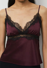 Foxtrot Satin Camisole - GALA PLUM/BLK