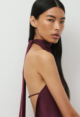 Revel Satin Halter Top - GALA PLUM