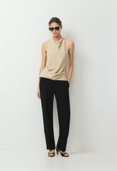 Audience Satin Halter Top - MARCONA BEIGE