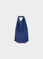 Audience Satin Halter Top - BYRON BLUE