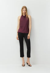 Audience Satin Halter Top - GALA PLUM