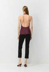 Audience Satin Halter Top - GALA PLUM
