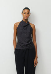 Audience Satin Halter Top - BLACK/BIRCH