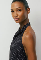 Audience Satin Halter Top - BLACK/BIRCH