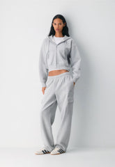 Cozy Sweatfleece Boyfriend Boxy Zip Hoodie - HEATHER CHROME