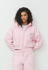 Cozy Sweatfleece Boyfriend Boxy Zip Hoodie - MAGNOLIA