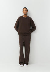 Cozy Sweatfleece Perfect Crew Sweatshirt - RICH MOCHA BROWN