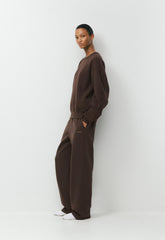 Cozy Sweatfleece Perfect Crew Sweatshirt - RICH MOCHA BROWN