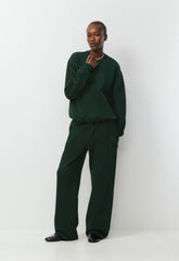 Cozy Sweatfleece Perfect Crew Sweatshirt - FIGTREE GREEN