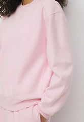 Cozy Sweatfleece Perfect Crew Sweatshirt - MAGNOLIA