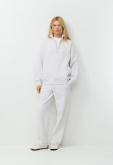 Cozy Sweatfleece Boyfriend 1/2 Zip - HEATHER CLOUD WHITE