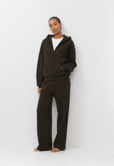 Cozy Sweatfleece Perfect Zip Hoodie - CACAO NIB BROWN