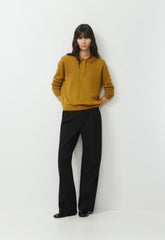 Bare Merino Wool Aspect Polo Sweater - SHERRY OCHRE