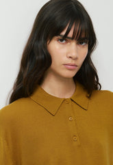 Bare Merino Wool Aspect Polo Sweater - SHERRY OCHRE