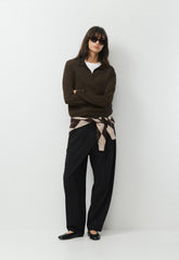 Bare Merino Wool Aspect Polo Sweater - CACAO NIB BROWN