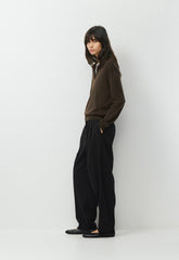 Bare Merino Wool Aspect Polo Sweater - CACAO NIB BROWN