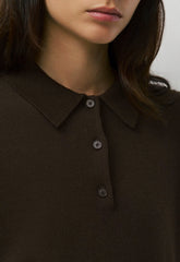 Bare Merino Wool Aspect Polo Sweater - CACAO NIB BROWN