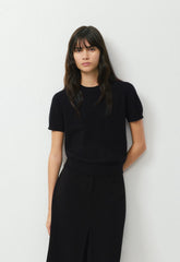 Bare Cashmere Bloor Shortsleeve Sweater - BLACK