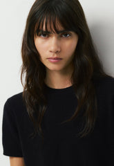 Bare Cashmere Bloor Shortsleeve Sweater - BLACK