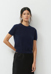 Bare Cashmere Bloor Shortsleeve Sweater - ADMIRAL NAVY