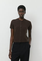 Bare Cashmere Noteworthy Shortsleeve Cardigan - CACAO NIB BROWN