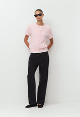Bare Cashmere Noteworthy Shortsleeve Cardigan - MAGNOLIA